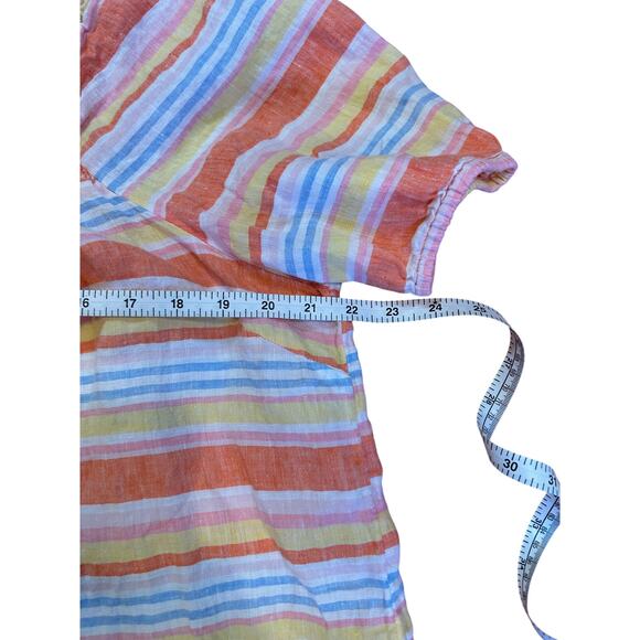 TALBOTS Square Neck 100% Linen Top Palm Stripe Short Sleeve Women's Size XL - Picture 6 of 8